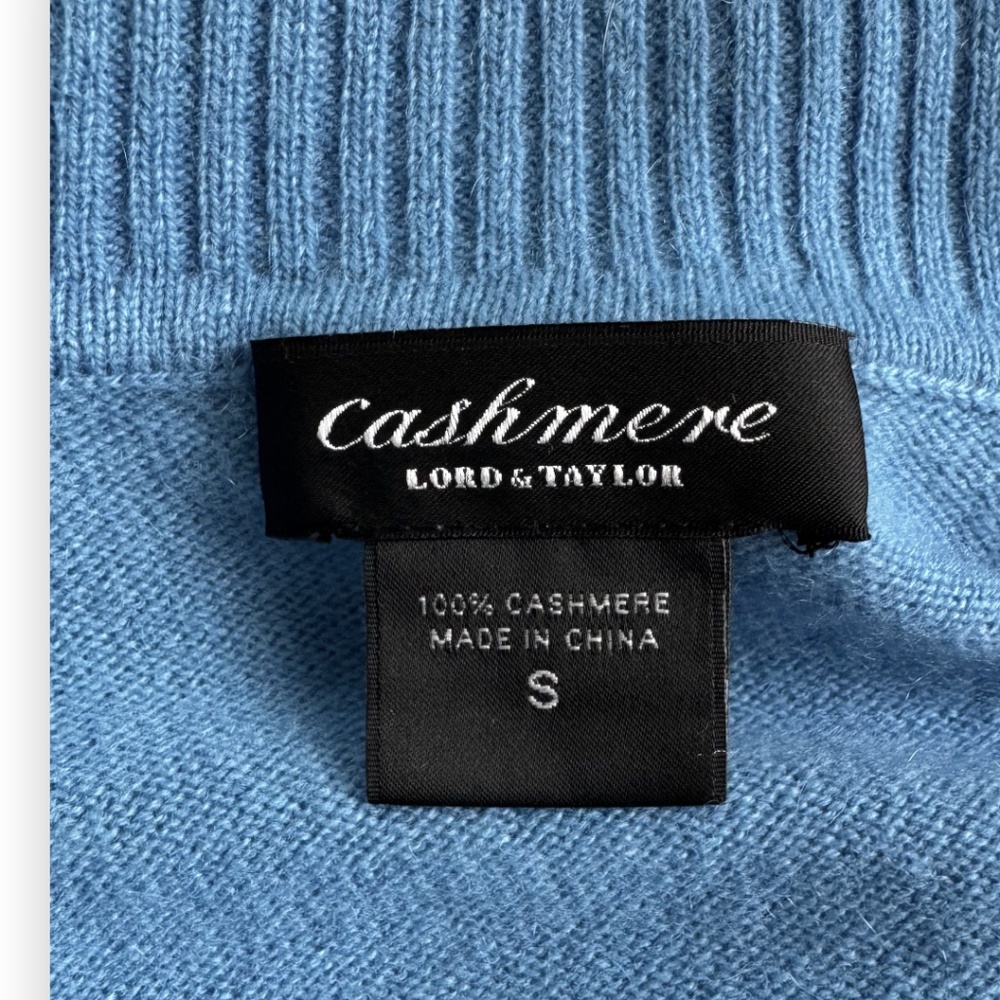 LORD & TAYLOR Cashmere Blue Ribbed Turtleneck Sweater Size S - Picture 4 of 9
